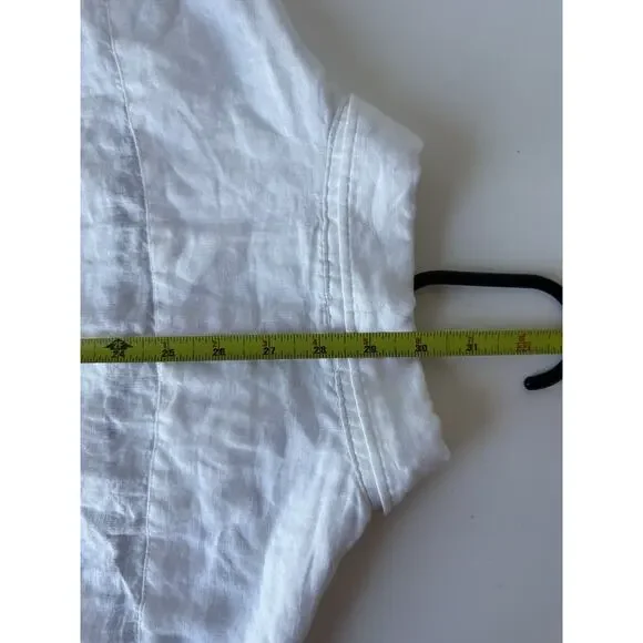 Porter and Ash Shirt Womens L White 100% Linen Hawaiian Camp Button Up Beach - Picture 8 of 10